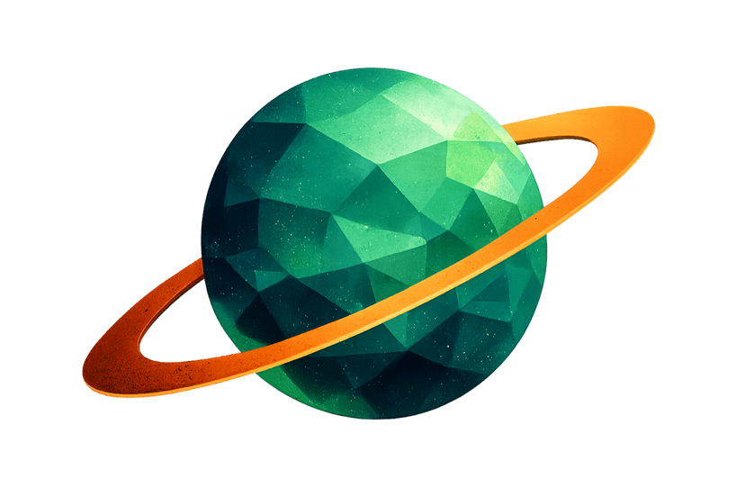 Green planet with ring